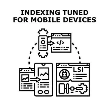 Mobile device indexing optimizing website content 스톡 일러스트