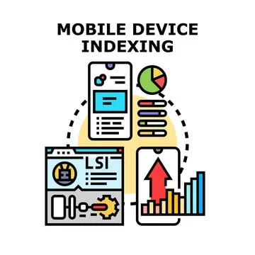 Mobile device indexing process for online content ranking Stock Illustration