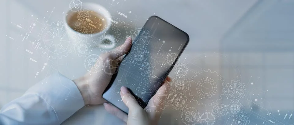Mobile Device Integration with Digital Automation and System Optimization P.. Stock Photos