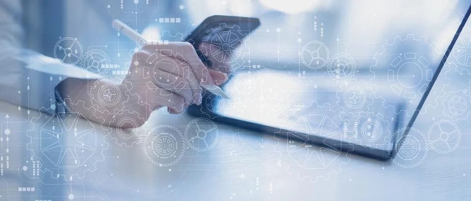 Mobile Device Integration with Digital Automation and System Optimization Pro Stock Photos