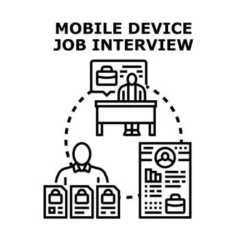 Mobile device job interview concept selecting candidate Stock Illustration