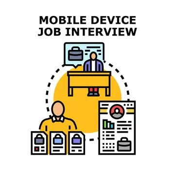 Mobile device job interview concept selecting candidate Stock Illustration