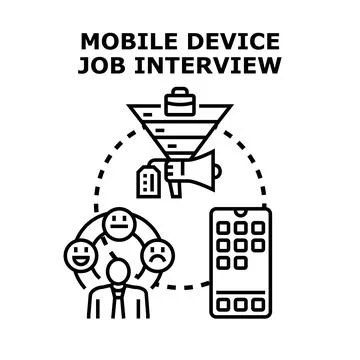 Mobile device job interview recruitment selection process Stock Illustration