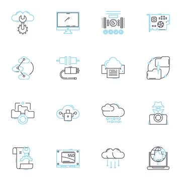 Mobile device linear icons set. smartph, tablet, phablet, smartwatch, earbuds 스톡 일러스트