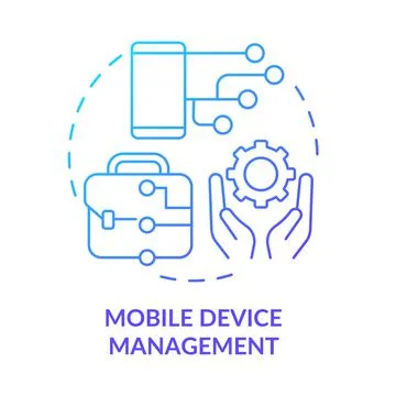 Mobile device management blue gradient concept icon Stock Illustration