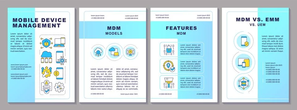 Mobile device management brochure template Stock Illustration