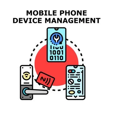 Mobile device management controlling smart digital solutions Stock Illustration