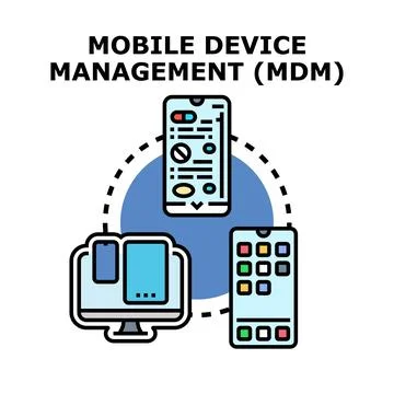 Mobile device management mdm securing digital devices across platforms Stock Illustration