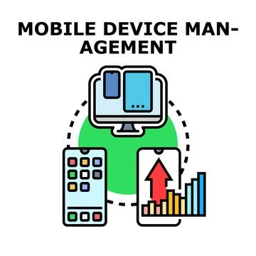 Mobile device management overseeing secure digital workflow 스톡 일러스트