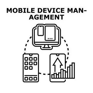 Mobile device management overseeing secure digital workflow イラスト素材