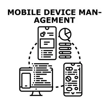 Mobile device management vector concept illustration Stock Illustration
