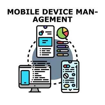 Mobile device management vector concept illustration Stock Illustration