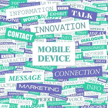 MOBILE DEVICE MOBILE DEVICE. Background concept wordcloud illustration. Pr... Stock Photos