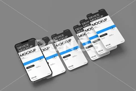 Mobile Device Mockup Template Scene Modello PSD