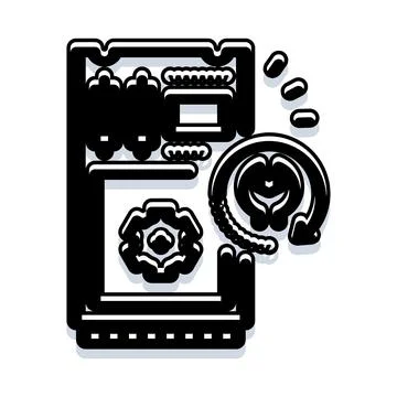 Mobile device operating with digital gears concept Illustration