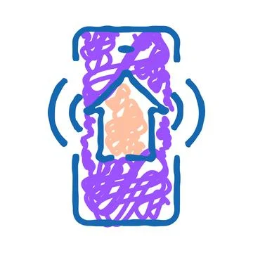 Mobile device operating smart home control application Illustrazione stock