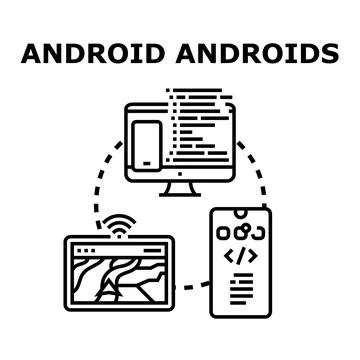 Mobile device operating system developing apps concept Stock Illustration