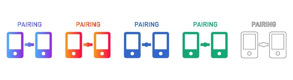 Mobile Device Pairing Connection Icon Set Stock Illustration