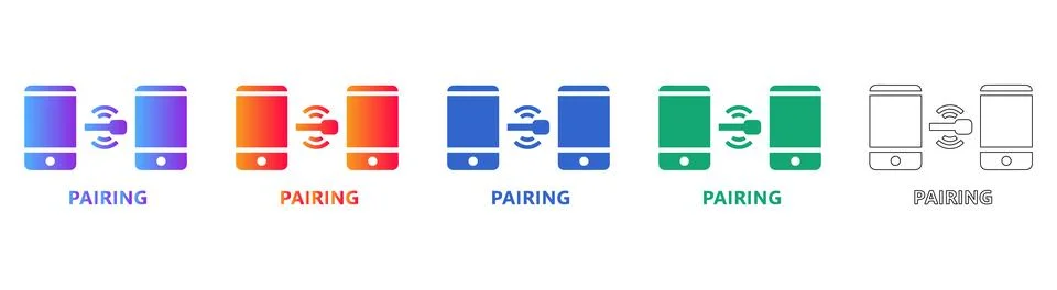 Mobile Device Pairing Connection Icons Set Stock Illustration