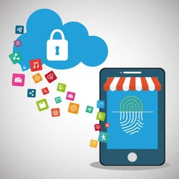 Mobile device password store online cloud secure Illustrazione stock