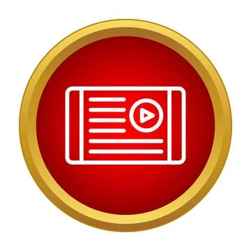 Mobile device playing video tutorial on red background イラスト素材