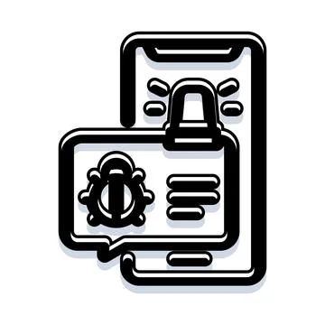 Mobile device receiving virus alert and data breach message Stock Illustration