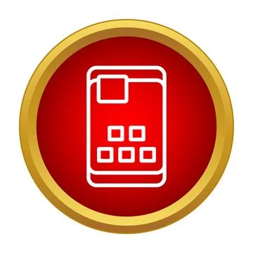Mobile device red icon with gold border Illustrazione stock