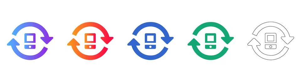 Mobile Device Refresh and Sync Icon Set Stockillustratie