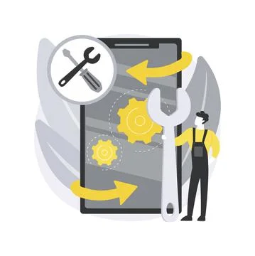 Mobile device repair abstract concept vector illustration. Stock Illustration