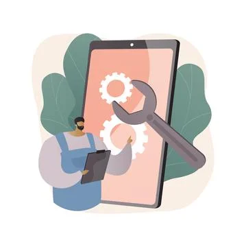 Mobile device repair abstract concept vector illustration. Stock Illustration
