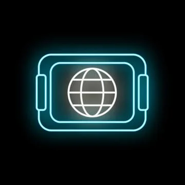 Mobile device screen displaying a glowing globe icon Stock Illustration