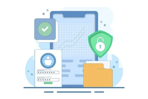 Mobile device security concept with password Stockillustratie