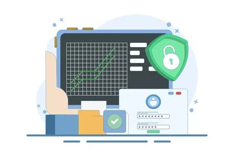 Mobile device security concept with password Stock Illustration