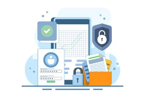 Mobile device security concept with password Stockillustratie