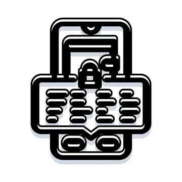 Mobile device security creating digital data protection Stock Illustration