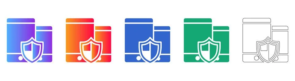Mobile Device Security Shield Icons Stock Illustration