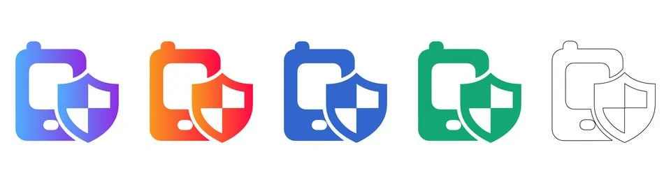 Mobile Device Security Vector Icon Set icon set Illustrazione stock