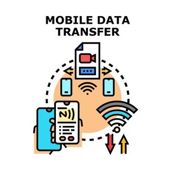 Mobile device sending and receiving data transfer concept Stock Illustration
