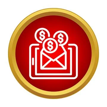Mobile device sending email with money currency icon Stockillustratie