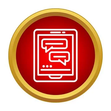 Mobile device showing chat bubbles within a red circle Stock Illustration