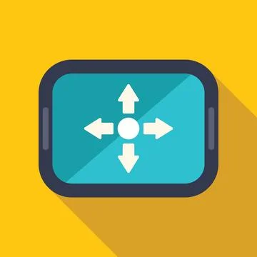 Mobile device showing navigation arrows on yellow background Stock Illustration