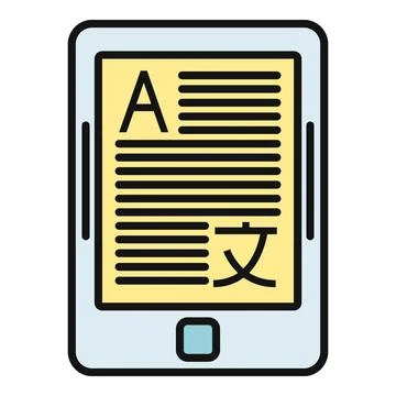 Mobile device showing translation app for language learning Stock Illustration