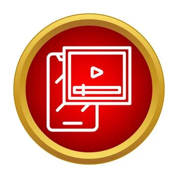 Mobile device streaming video content flat icon Stock Illustration