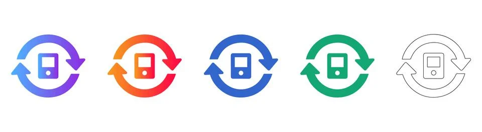 Mobile Device Sync and Refresh Icons Stock Illustration