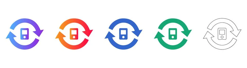 Mobile Device Sync Refresh Icon Set Stock Illustration