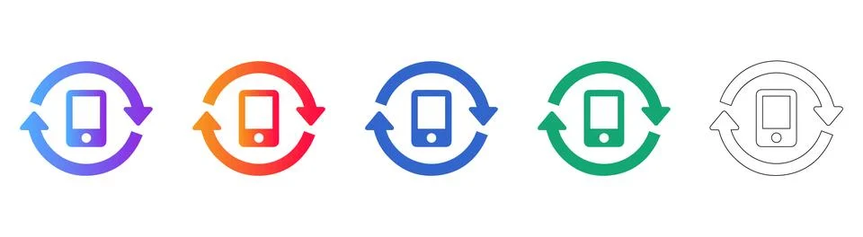 Mobile Device Synchronization Icon Set Stock Illustration