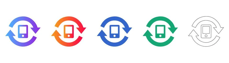 Mobile Device Synchronization Icon Set Stock Illustration
