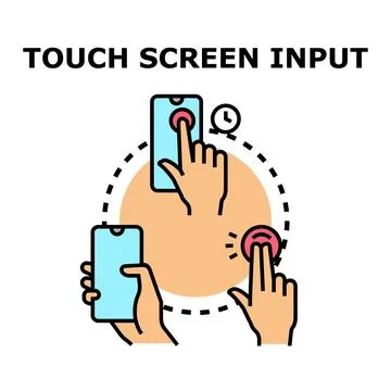 Mobile device touch screen input interaction gestures 库存插图