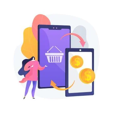 Mobile device trade-in abstract concept vector illustration. Illustrazione stock