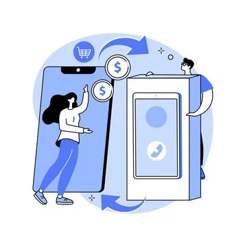 Mobile device trade-in abstract concept vector illustration. Stock Illustration